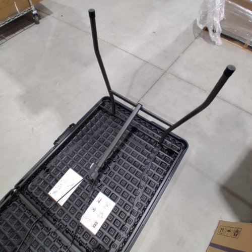 PORTABLE PLASTIC FOLDING TABLE WITH CARRYING HANDLE - 6FT - BLACK (MODEL: B0D1CB1R2S) image 3