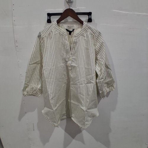 WOMEN'S LANE BRYANT STRIPED 3/4 SLEEVE BLOUSE - 1X - CREAM/BLACK STRIPES image 2