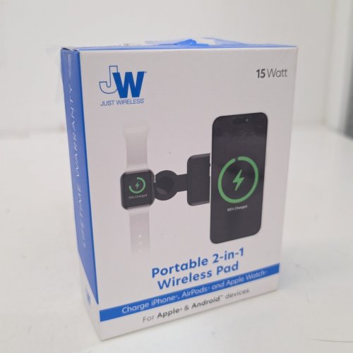 JUST WIRELESS 2-IN-1 PORTABLE WIRELESS CHARGING PAD FOR APPLE, ANDROID, AND APPLE WATCH - 15W - BLACK (MODEL: 04101-V) image 5