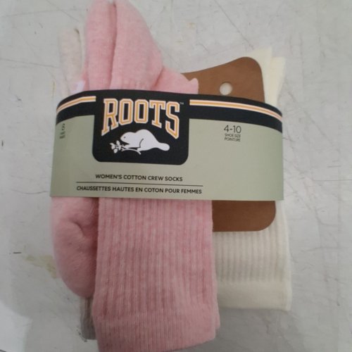 5PR WOMEN'S ROOTS COTTON CREW SOCK - SIZE 4-10 - BEIGE/CREAM/PINK (STYLE: 1987205) image 3