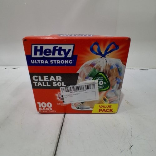 100PK HEFTY ULTRA STRONG GARBAGE BAGS TALL - 50L - CLEAR (MODEL:00E83608) image 3