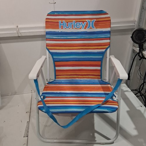 HURLEY FOLDING SINGLE POSITION BEACH CHAIR - BLUE/RED image 3
