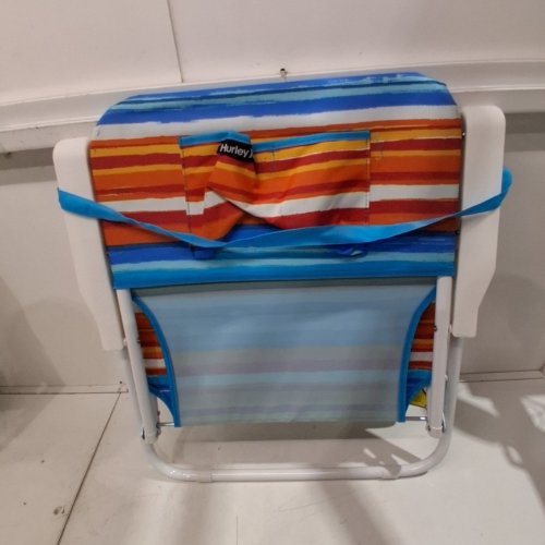 HURLEY FOLDING SINGLE POSITION BEACH CHAIR - BLUE/RED image 4