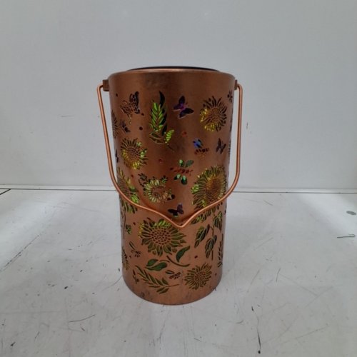 FLORAL HANGING SOLAR LANTERN -7" - BROWN (STYLE: A) image 3