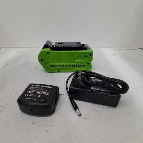 2PC LITHIUM BATTERY PACK AND CHARGER - 6000 MAH, 40 V - GREEN AND BLACK (MODEL: GRW-40-VA) image 3