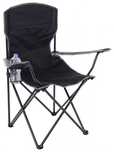 BASIC FOLDING CAMP CHAIR WITH CUPHOLDER - 225 LBS MAX CAPACITY - BLACK (MODEL: 101490415) image 2