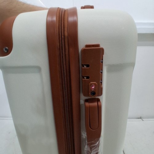 3PC LIGHTWEIGHT DURABLE TRAVEL BAG AND COSMETIC BAG WITH HARDSIDE LUGGAGE SET - 20" - 3L/32L/40L - WHITE/BROWN (MODEL: ACV-ZWT20-TTX) image 7