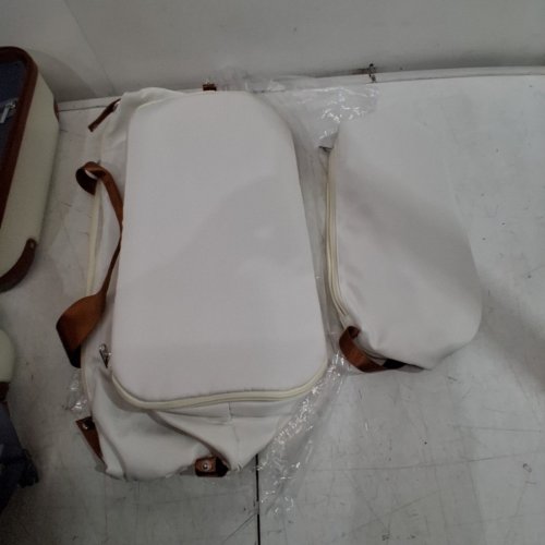 3PC LIGHTWEIGHT DURABLE TRAVEL BAG AND COSMETIC BAG WITH HARDSIDE LUGGAGE SET - 20" - 3L/32L/40L - WHITE/BROWN (MODEL: ACV-ZWT20-TTX) image 9
