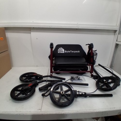 BYTETECPEAK R4 ROLLATOR WALKER WITH BRAKES - BURGUNDY/RED (MODEL: R4-HD) image 2