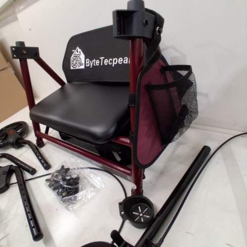 BYTETECPEAK R4 ROLLATOR WALKER WITH BRAKES - BURGUNDY/RED (MODEL: R4-HD) image 4