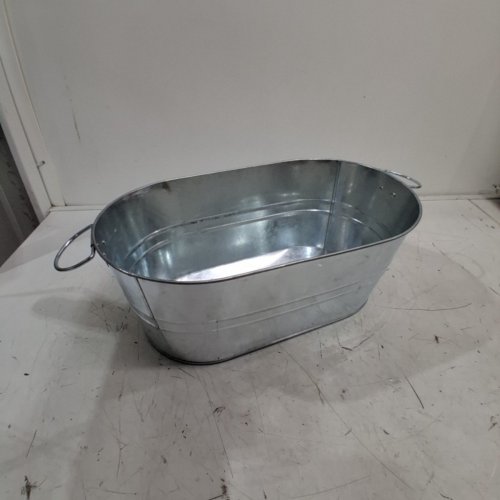 GALVANIZED TIN ICE BUCKET WITH CARRY HANDLES - 15.3" X 9" X 6.3" - SILVER image 2