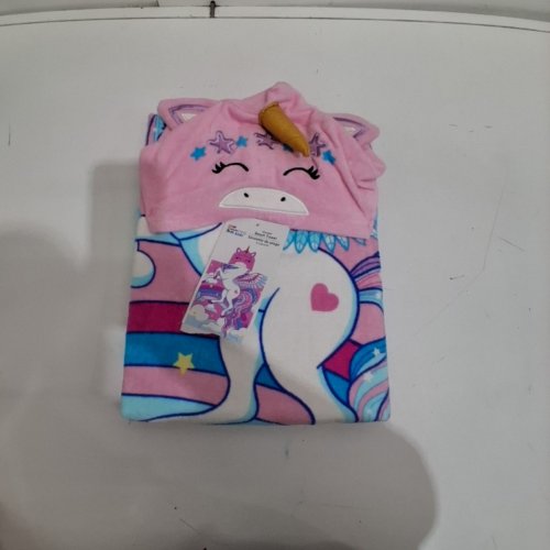 MAINSTAYS KIDS HOODED UNICORN BEACH TOWEL - 24" X 48" - PINK, BLUE (STYLE: HT9618MSCHT) image 3
