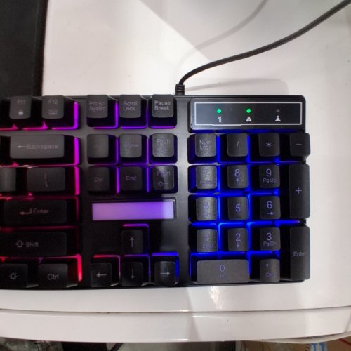 2PC AQVIN WIRED GAMING KEYBOARD AND MOUSE PAD COMBO SET - BLACK/BLUE (MODEL: GK70X) image 2