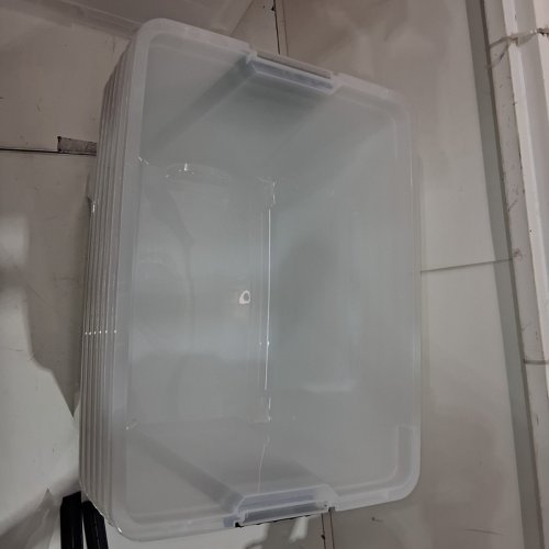 6PK IRIS STACK AND PULL STORAGE CONTAINER BOXES AND LIDS - 53QT - CLEAR/BLACK (MODEL: TB-56D) image 6