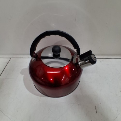 FLAT-BOTTOM, BALL-TYPE, WHISTLING TEA KETTLE - 3L - RED image 2