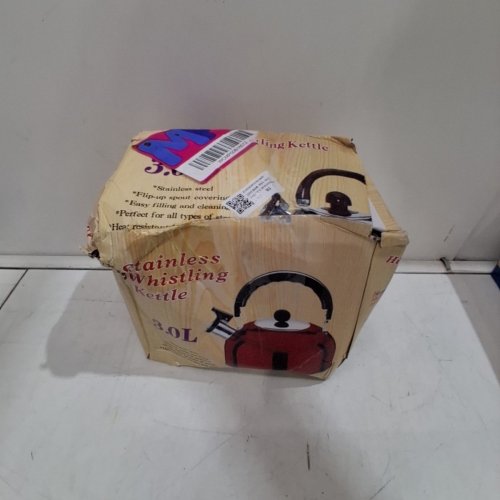 FLAT-BOTTOM, BALL-TYPE, WHISTLING TEA KETTLE - 3L - RED image 3