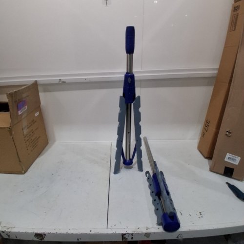 2PC HOUSEHOLD ESSENTIALS COLLAPSIBLE PORTABLE INDOOR TRIPOD CLOTHES DRYING RACK - 20LBS CAP / 6.6LBS PER ARM - 64" - SILVER/BLUE (MODEL: HH5009-1) image 2