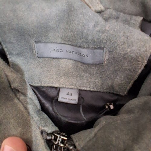 MENS JOHN VARVATOS REED RACER JACKET - SIZE 46 - SHADOW GREY image 3