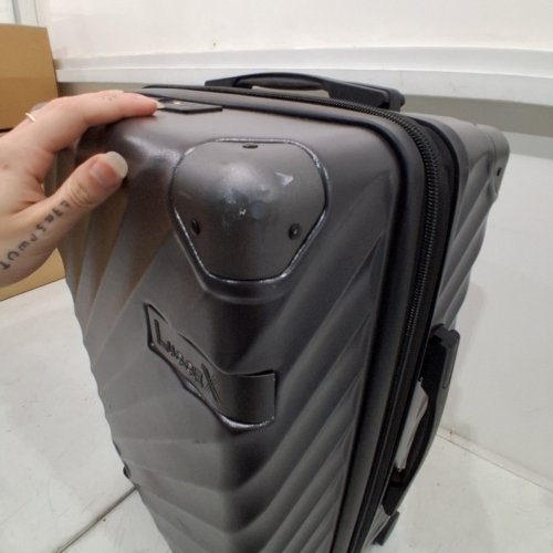 LUGGEX CARRY ON LUGGAGE EXPANDABLE HARD SHELL SUITCASE WITH SPINNER WHEELS- 20" - BLACK\GREY image 3