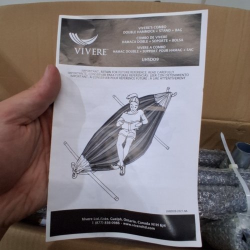 VIVERE DOUBLE HAMMOCK WITH STAND BLUE LAGOON 9FT (MODEL:UHSDO9-34) image 4