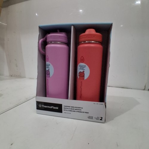 2PK THERMOFLASK INSULATED BOTTLES - 24 OZ EACH - PINK/PEACH (ITEM: 2730866) image 2