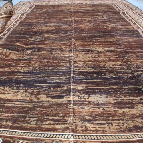 GARVEE WASHABLE BORDERED FARMHOUSE NEUTRAL LOW PILE CARPET/AREA RUG WITH NON-SLIP BACKING & STAIN RESISTANT - 8FT X 10FT - REDDISH BROWN image 3