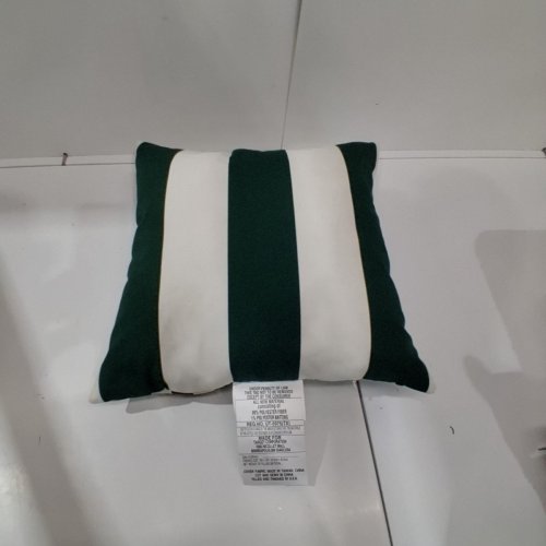 ROOM ESSENTIALS OUTDOOR THROW PILLOW - 16" X 16" - DARK GREEN AND WHITE STRIPED image 2