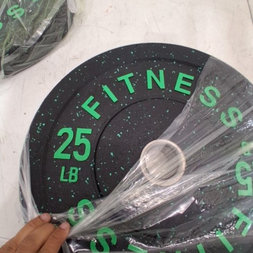 2PK HI-TEMP EXERCISE BUMPER PLATES - 25LB - SPECKLED GREEN image 3
