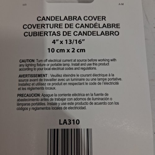 12PK ATRON CANDELABRA COVERS - 4" X 13/16" - WHITE (MODEL: LA310) image 2