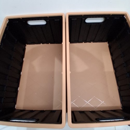 2PK CITYLIFE COLLAPSIBLE PLASTIC STORAGE CRATES - 64L CAPACITY - BLACK image 3