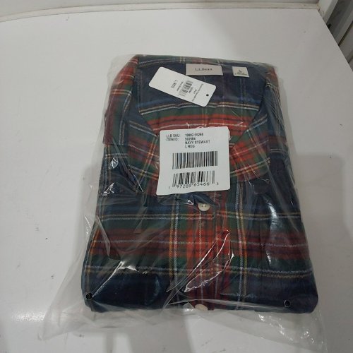 2PC WOMEN'S L.L.BEAN SCOTCH PLAID FLANNEL PAJAMAS - LARGE - NAVY STEWART (ITEM: 502584) image 2
