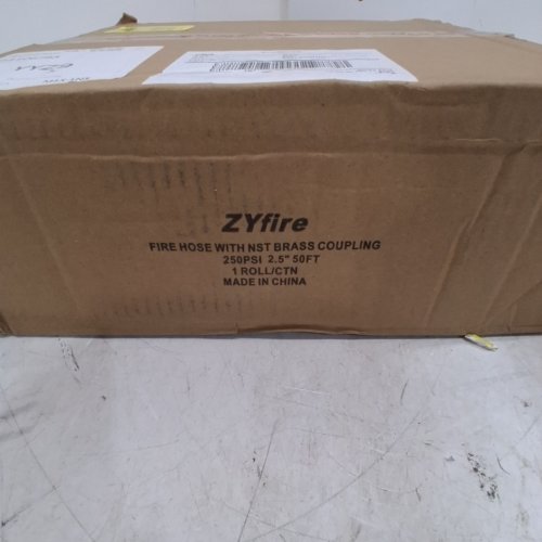 ZYFIRE SINGLE JACKET TPU 250 PSI FIRE HOSE WITH NST BRASS COUPLING - 50FT X 2.5" ID - WHITE image 2