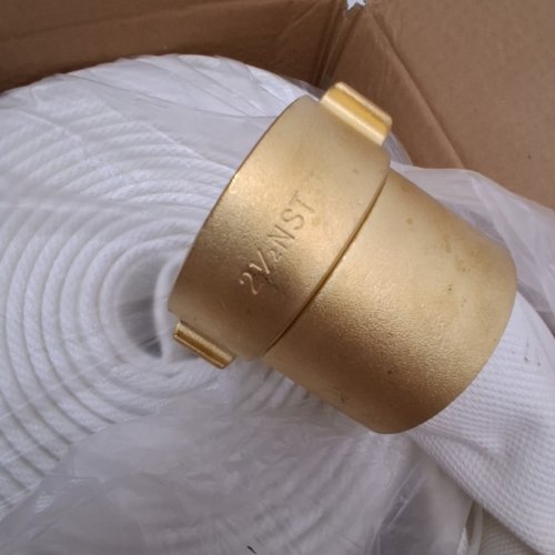 ZYFIRE SINGLE JACKET TPU 250 PSI FIRE HOSE WITH NST BRASS COUPLING - 50FT X 2.5" ID - WHITE image 6