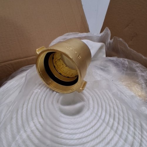 ZYFIRE SINGLE JACKET TPU 250 PSI FIRE HOSE WITH NST BRASS COUPLING - 50FT X 2.5" ID - WHITE image 7