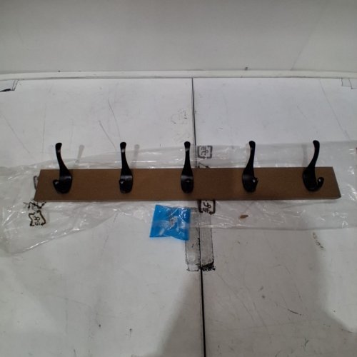 AMAZON BASICS WALL MOUNTED COAT RACK WITH 5 HOOKS - 22.5" - BROWN BARNWOOD image 2