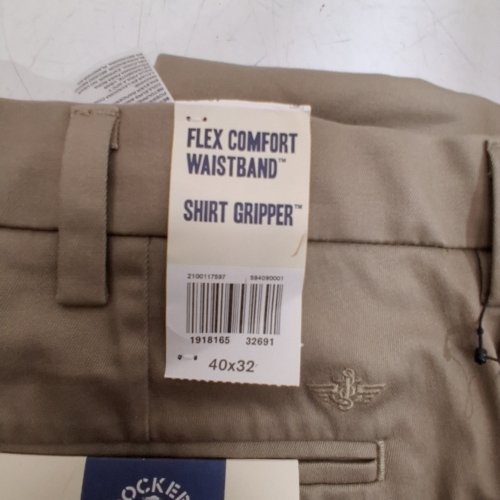 MEN'S DOCKERS FLEX COMFORT WAISTBAND SHIRT GRIPPER PANTS - 40L X 32W - KHAKI image 2