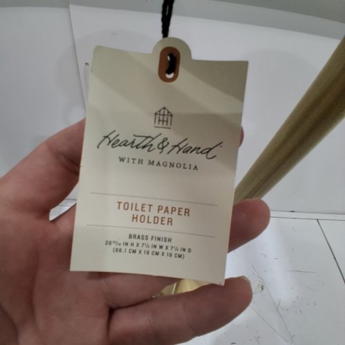 HEARTH & HAND WITH MAGNOLIA TOILET PAPER HOLDER - 26 3/8" X 7 1/2" X 7 1/2" - BRASS image 2