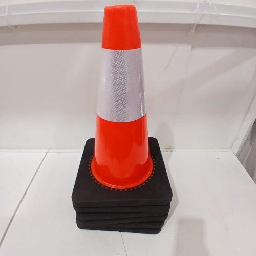 6PK SAFETY CONES PVC TRAFFIC CONE WITH REFLECTIVE COLLAR AND BLACK WEIGHTED BASE - 18" - ORANGE/BLACK image 2