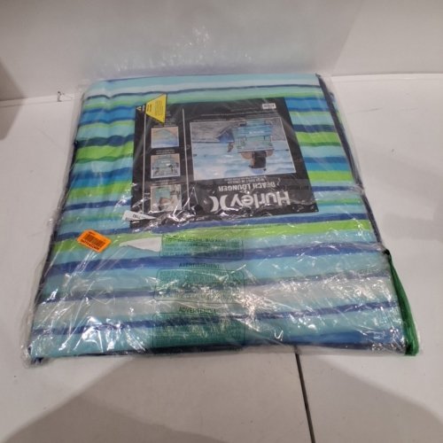 HURLEY BEACH LOUNGER WITH BUILT-IN COOLER - 70" X 21.5" - BLUE GREEN STRIPED image 4