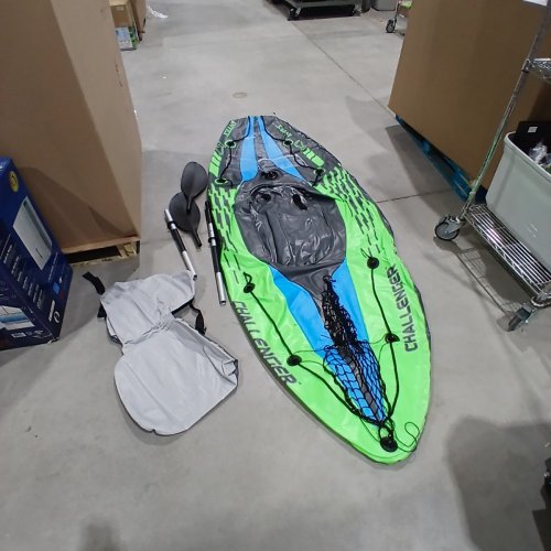 INTEX K1 CHALLENGER 1-PERSON INFLATABLE KAYAK - BLUE/GREEN image 2