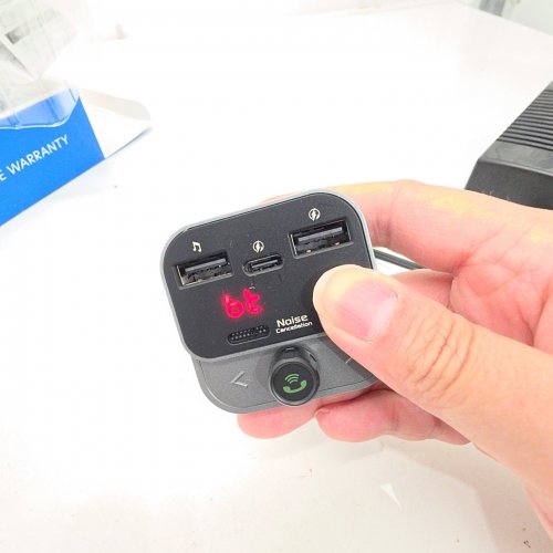 JUST WIRELESS CAR BLUETOOTH FM TRANSMITTER WITH USB-C AND USB-A PORTS - 30W - SILVER/BLACK (MODEL: 20088) image 2