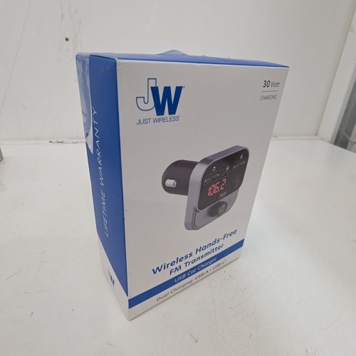 JUST WIRELESS CAR BLUETOOTH FM TRANSMITTER WITH USB-C AND USB-A PORTS - 30W - SILVER/BLACK (MODEL: 20088) image 5
