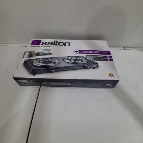 SALTON PORTABLE ELECTRIC HOT PLATE DOUBLE BURNER COOKTOP - 1800W - BLACK (MODEL: HP1941) image 6