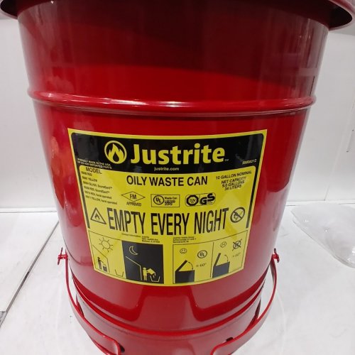 JUSTRITE OILY WASTE CAN - 10 GAL - RED (MODEL: RM08212) image 3