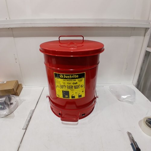 JUSTRITE OILY WASTE CAN - 10 GAL - RED (MODEL: RM08212) image 4