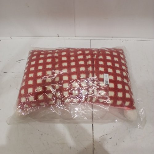 DECORATIVE LUMBAR SHERPA PILLOW - 19" X 14" - RED/WHITE image 2