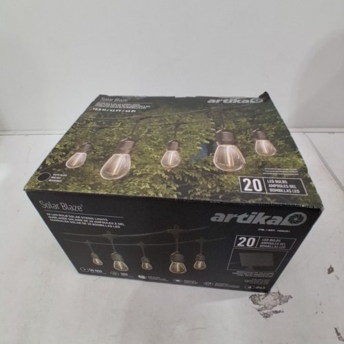ARTIKA 20 SOLAR POWERED LED BULB STRING LIGHTS - 42FT - MATTE BLACK (MODEL: 1806281) image 4