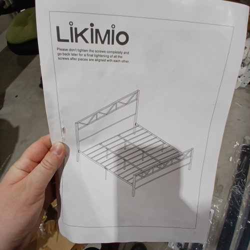 LIKIMIO HIGH INDUSTRIAL STYLE HEADBOARD BED FRAME - KING - BLACK image 3