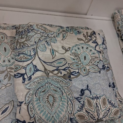 3PC MARINA DAMASK MANDALA FLORAL COVERLET STITCHING BEDSPREAD SET, QUILT AND 2 SHAMS - KING - BLUE image 4
