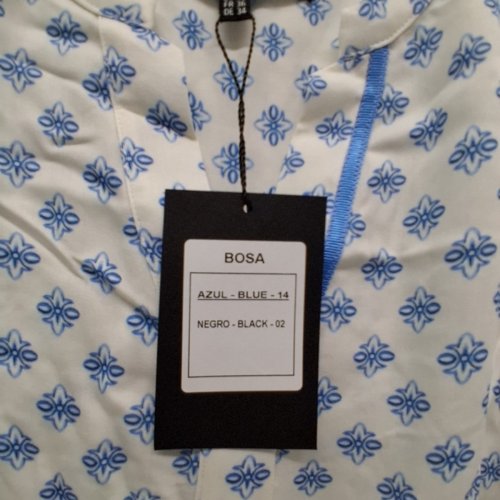 WOMEN'S BARILOCHE PRINTED BLOUSE - SMALL/MEDIUM - 38 - WHITE / BLUE (STYLE : BOSA) image 6
